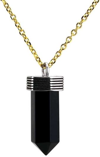 Ανδρικό Κολιέ Goldsmith Crystal Ανοξείδωτο Ατσάλι Μαύρο Ασημί Φορτσετίνα Χρυσό