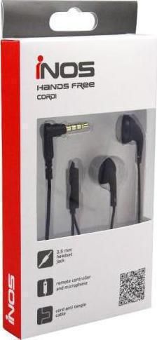iNOS Inos Cordi Μονό Earbuds Handsfree Ακουστικό με Βύσμα 3.5mm Μαύρο