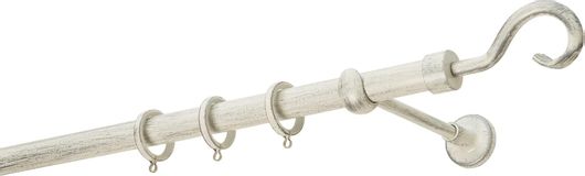 Κουρτινόξυλο Βέργας Zogometal Rustique Collection Μονό R0450 Κρεμ Πατίνα Ασημί 2.00m
