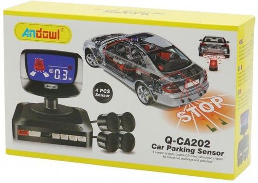 Σύστημα Παρκαρίσματος Αυτοκινήτου Andowl Q-CA202 με 4 Αισθητήρες & Οθόνη Μαύρο