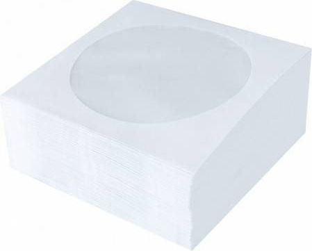 Θήκες CD/DVD Γομέ Χάρτινες με Παράθυρο 125x125mm 100τμχ Λευκές