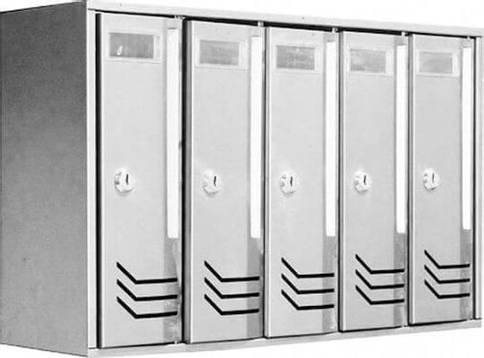Γραμματοκιβώτιο PG Cab Compo 5 Πολυκατοικίας με 5 Γραμματοθυρίδες Μεταλλικό 522x160x335mm Ασημί