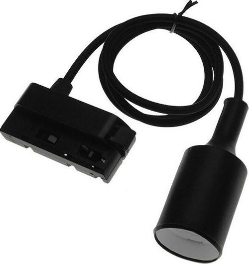 Διφασικός Connector 3 Καλωδίων με 1m Υφασμάτινο Καλώδιο και Ντουί E27 για Μαύρη Ράγα Οροφής GloboStar 93127