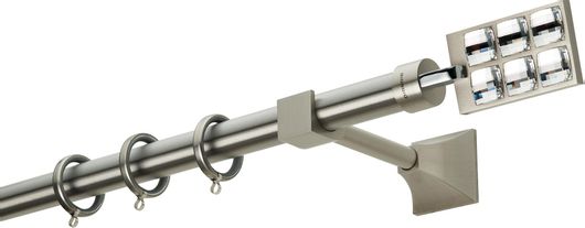 Κουρτινόξυλο Βέργας Zogometal Prestige Collection PR4020 Νίκελ Ματ/Χρώμιο με Άκρα με Κρύσταλλα Swarovski 01 Crystal Διπλό με Σιδηρόδρομο 3.00m