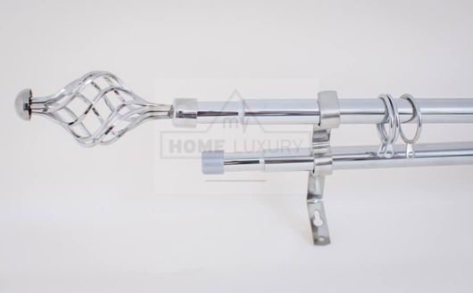Κουρτινόξυλο Ovate Διπλό Μεταλλικό 160-310cm Ασημί