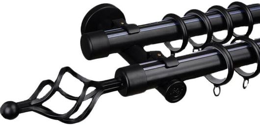 Κουρτινόξυλο Σφαίρα Διπλό Μεταλλικό 160-310cm Μαύρο