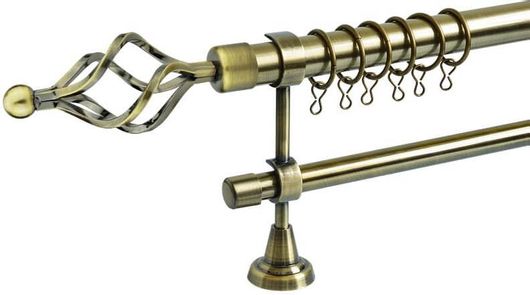 Κουρτινόξυλο Σφαίρα Διπλό Μεταλλικό 120-200cm Χρυσό