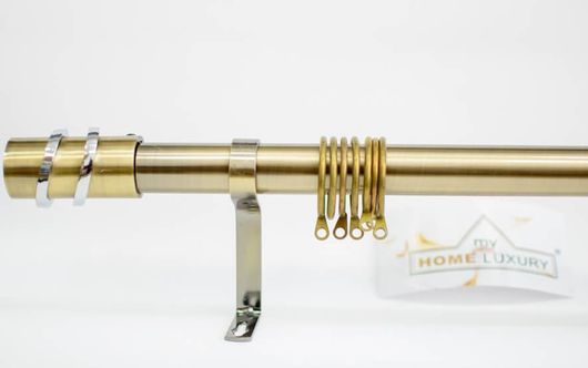 Κουρτινόξυλο Gold Rings Μονό Μεταλλικό 120-210cm Χρυσό