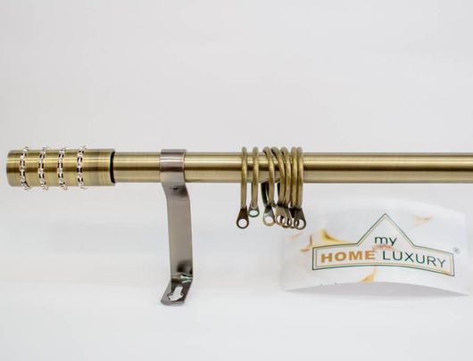 Κουρτινόξυλο Strass Μονό Μεταλλικό 120-210cm Χρυσό