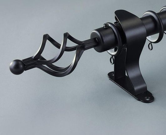 Κουρτινόξυλο Σφαίρα Μονό Μεταλλικό 160-310cm Μαύρο