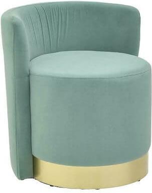 Σκαμπό Σαλονιού Inart με Πλάτη 54x54x58cm Πράσινο