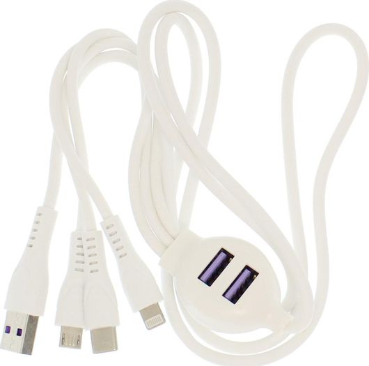 Καλώδιο Multiport Andowl Q-A35 3.1A Lightning / Type-C / micro USB 1.1m Regular Λευκό
