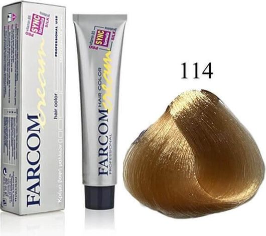 Farcom Hair Color Cream Βαφή Μαλλιών 114 Ξανθό Μελί 60ml