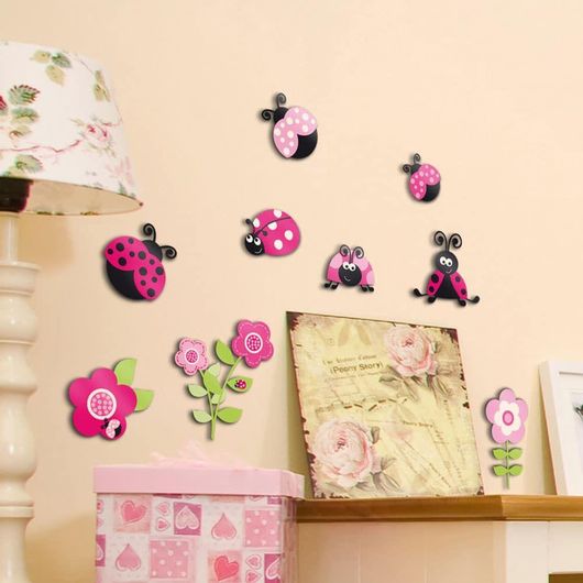 Αυτοκόλλητo Παιδικού Δωματίου Ango Pink Ladybugs 14506 10τμχ