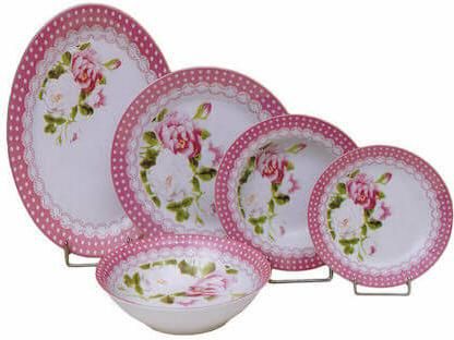 Σετ Πιάτα Φαγητού For Home Roses GC200 Πορσελάνης 20τμχ Ροζ