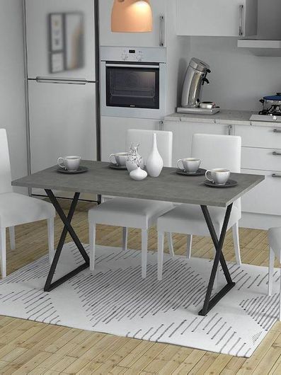 Τραπέζι Κουζίνας Ορθογώνιο Megapap σε Μοντέρνο Στυλ από Μοριοσανίδα και Μέταλλο Γκρι