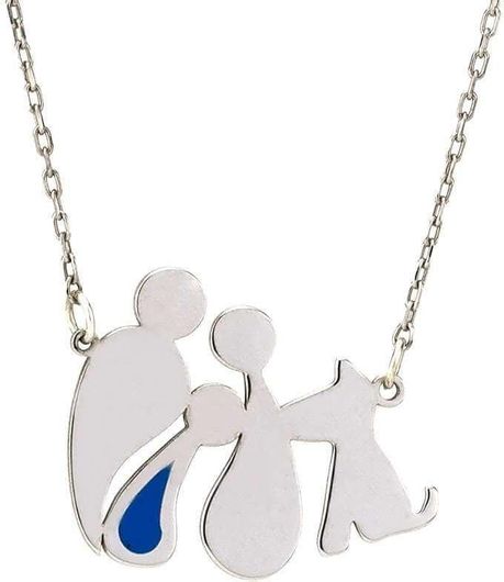 Γυναικείο Κολιέ Goldsmith Ασημένιο Οικογένεια με Ένα Αγόρι & Σκύλο Επιχρυσωμένο Χρυσό