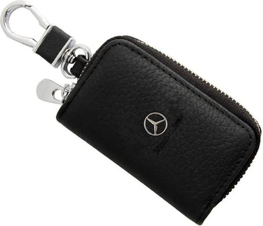 Μπρελόκ Δερμάτινο με Κλειδοθήκη Mercedes-Benz Μαύρο