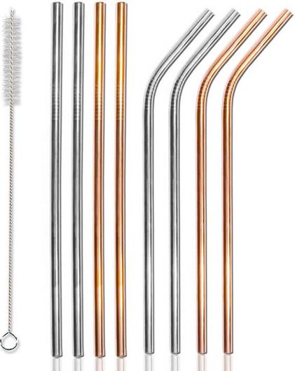 Καλαμάκια Μεταλλικά με Βουρτσάκι 8τμχ Πολύχρωμα