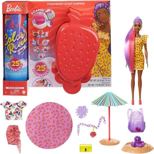 Κούκλα Mattel Barbie Color Reveals Foam! Και Φίλος Κατοικίδιων Με 25 Εκπλήξεις - Φράουλα Gtr91 / Gtn18