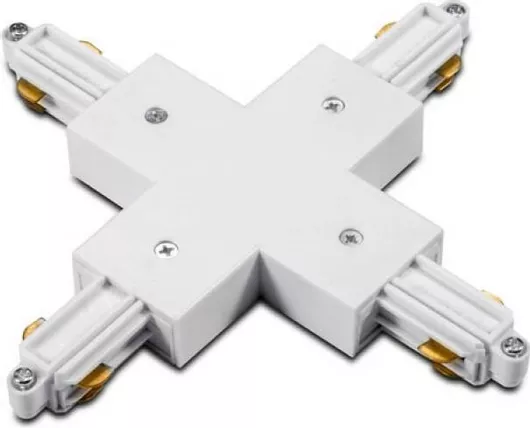 Σύνδεσμος Ράγας Φωτιστικών Aca Σταυρός 2 Καλωδίων για Σποτ Λευκός