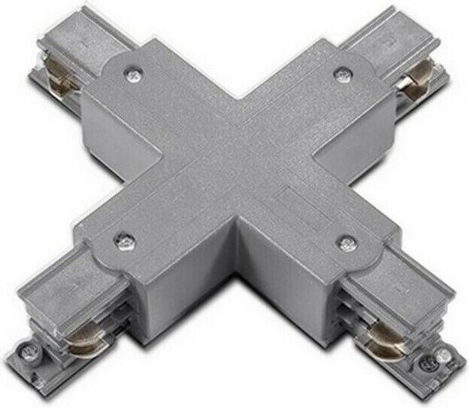 Σύνδεσμος Ράγας Φωτιστικών Aca Σταυρός 4 Καλωδίων για Σποτ Γκρι