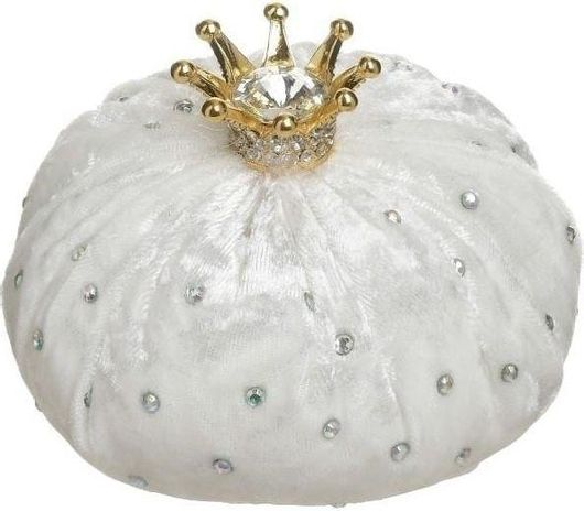 Επιτραπέζιο Γούρι Inart με Ρόδι από Ύφασμα 8x8cm Λευκό Χρυσό