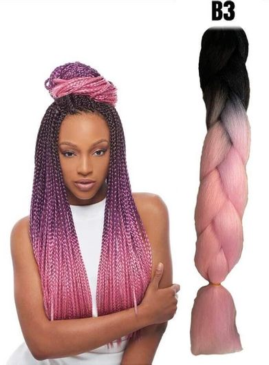 Μαλλιά για Ράστα Jumbo Braid Β3 125cm Μαύρο - Ροζ