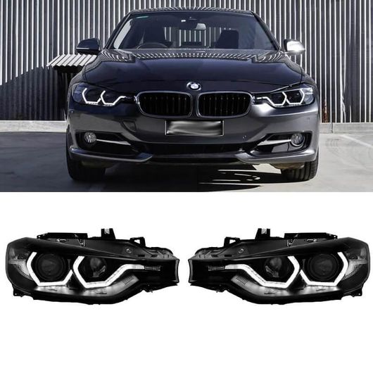 Σετ Μπροστινά Φανάρια Sonar για BMW 3 F30 / F31 11-15 3D Angel Eyes H7/H7 με Μοτέρ Μαύρα 