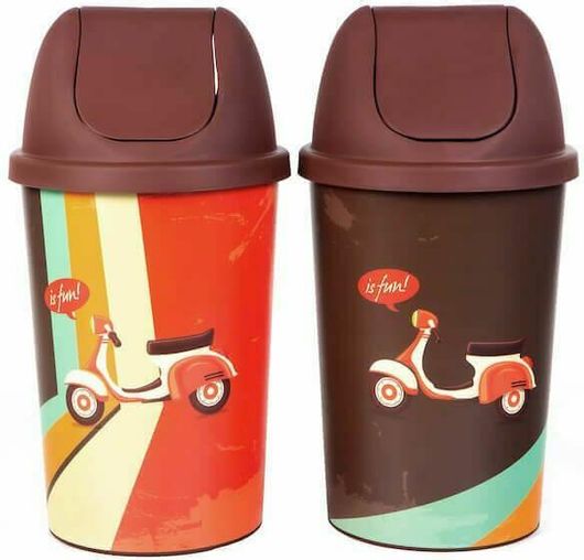 Κάδος Απορριμάτων Homeplast 50lt Πλαστικός Καφέ με Σχέδια Α00241