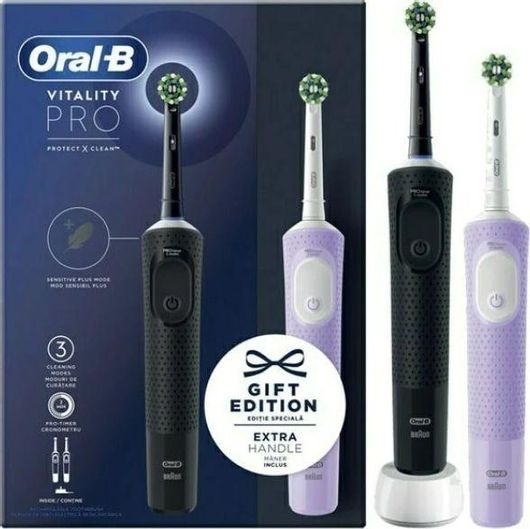 Ηλεκτρική Οδοντόβουρτσα Oral-B Vitality Pro Duo Black & LIlac 2τμχ