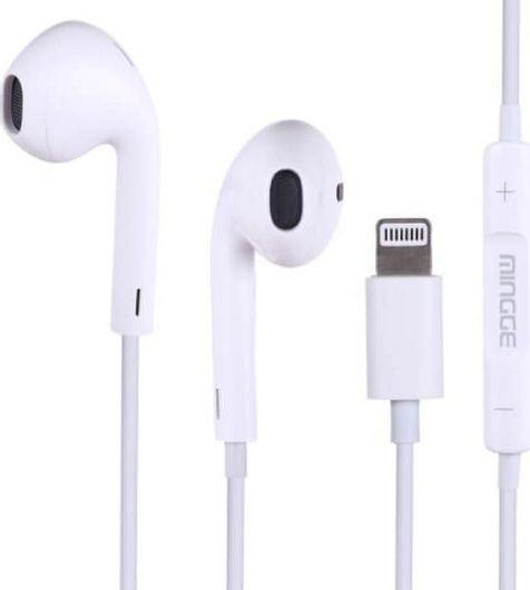 Ακουστικά Handsfree Bluetooth Καλωδίου για Όλα τα Κινητά με Υποδοχή Lightning Λευκά