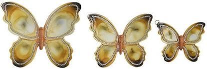 Διακοσμητικές Πεταλούδες Inart Τοίχου Πολυρητίνης 3τμχ Κίτρινο