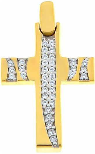 Γυναικείος Σταυρός Fa Cad'oro 54110 με Ζιργκόν από Χρυσό 14Κ