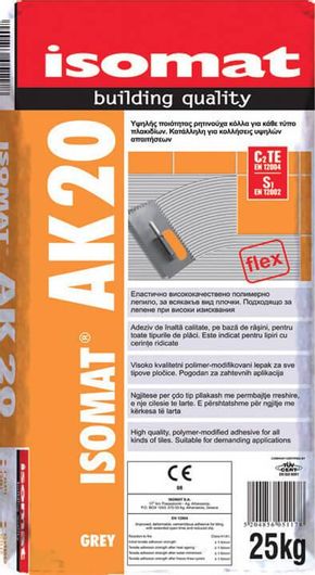 Κόλλα Isomat AK 20 Πλακιδίων Λευκή 15kg
