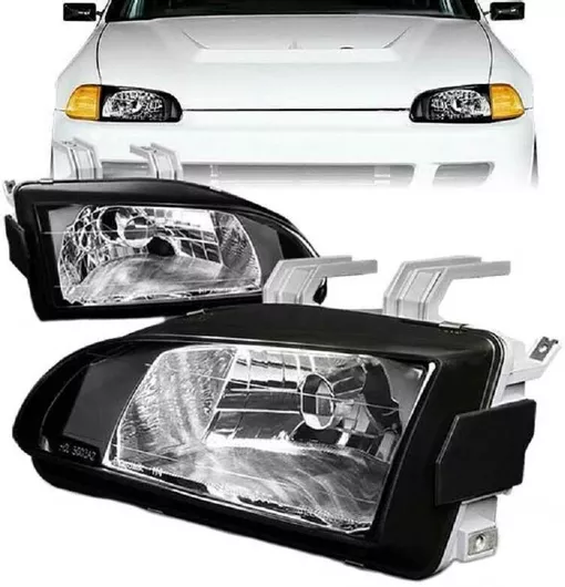 Σετ Μπροστινά Φανάρια Depo για Honda Civic 91-95 2D/3D Clear H4 Manual Μαύρα