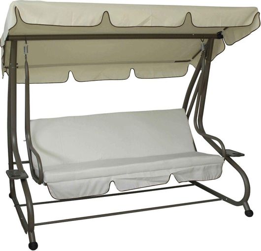 Κούνια Campus 36-09861-4/10Α Μεταλλική / Υφασμάτινη 3 Θέσεων με Σκέπαστρο 200x120cm Εκρού / Μαύρο