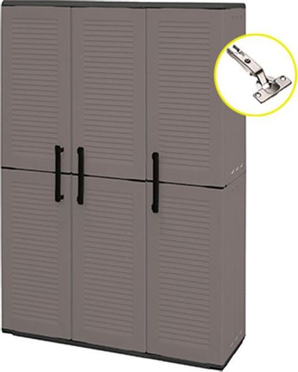 Ντουλάπα ArtPlast E101 Τρίφυλλη Πλαστική με 3 Ράφια 102x37x163cm Γκρι