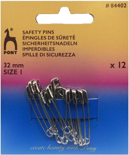Παραμάνες Pony 84402 Size 1 32mm Ασημί 12τμχ