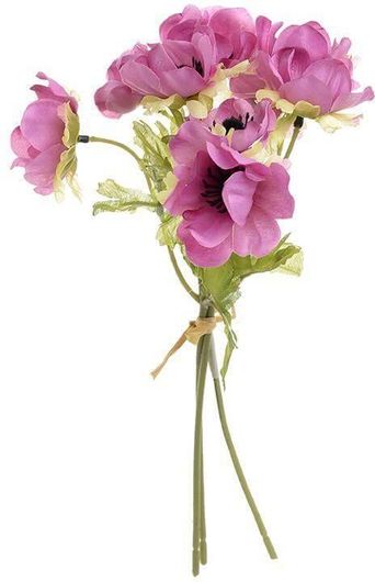 Τεχνητό Λουλούδι/Μπουκέτο Inart Ανεμώνες 30cm Ροζ 