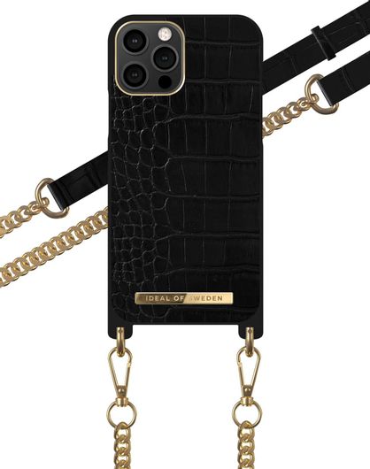 Θήκη Κινητού Ideal Of Sweden Back Cover για Apple iPhone 12/12 Pro Δερματίνη με Λουράκι Jet Black Croco