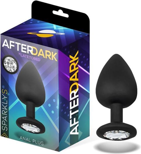 Πρωκτική Σφήνα LateToBed AfterDark Sparkly Small 7.5cm Μαύρο