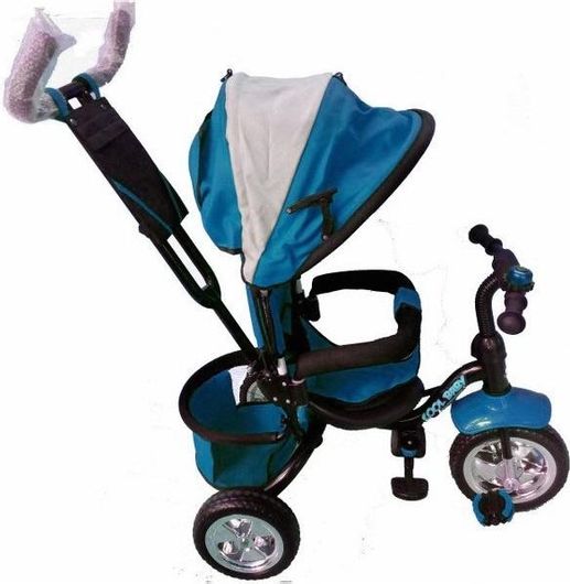Παιδικό Τρίκυκλο Ποδήλατο με Μπάρα Καθοδήγησης & Τέντα 906-3EVA Μπλε
