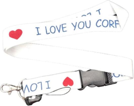 Μπρελόκ Ιμάντας Λαιμού 7322-k I Love You Corfu Λευκό 