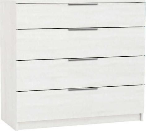 Συρταριέρα Κρεβατοκάμαρας Woodwell Ξύλινη Drawer με 4 συρτάρια 80x40x83cm Λευκό