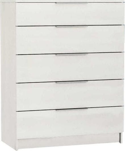 Συρταριέρα Κρεβατοκάμαρας Woodwell Ξύλινη Drawer με 5 συρτάρια Λευκή 80x40x102εκ.