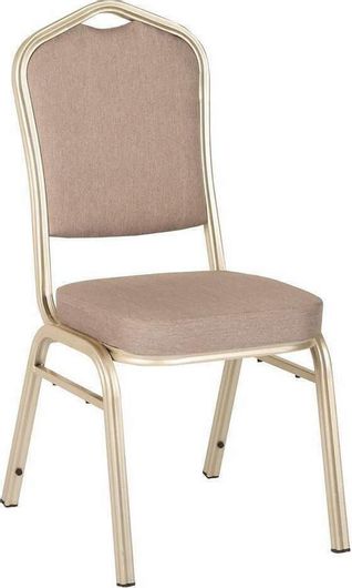 Καρέκλα HILTON Μέταλλο Βαφή Light Gold, Ύφασμα Γκρι