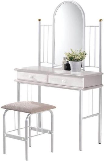 Τουαλέτα Κρεβατοκάμαρας Luxury Collection Set από Ξύλο & Μέταλλο Λευκή με Καθρέπτη 120x40x78εκ.