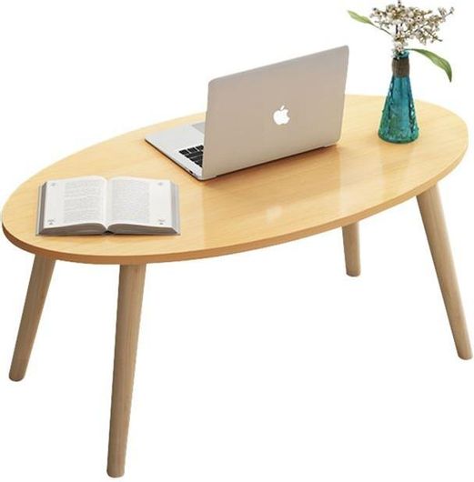 Τραπεζάκι Σαλονιού Woodwell Fine Οβάλ Ξύλινο 80x40x42cm Μπεζ