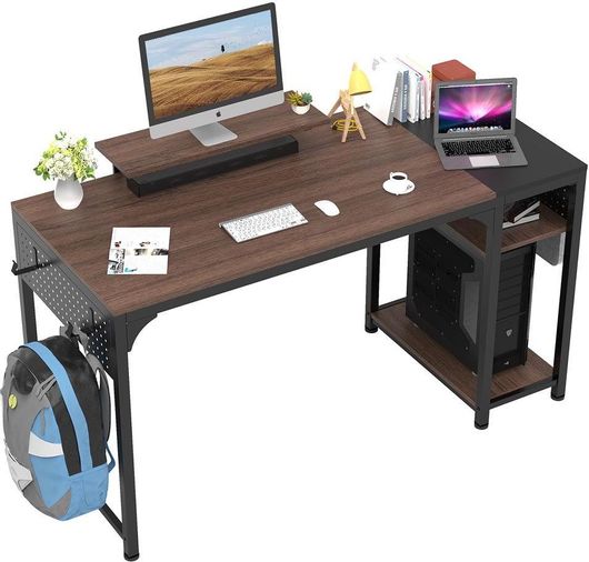 Γραφείο Υπολογιστή Eureka Ergonomic ZX-SS140B-RWB 140x76.2x60cm με Μεταλλικά Πόδια Καφέ